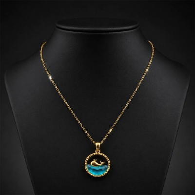 Gold Dolphin Ocean Pendant Necklace